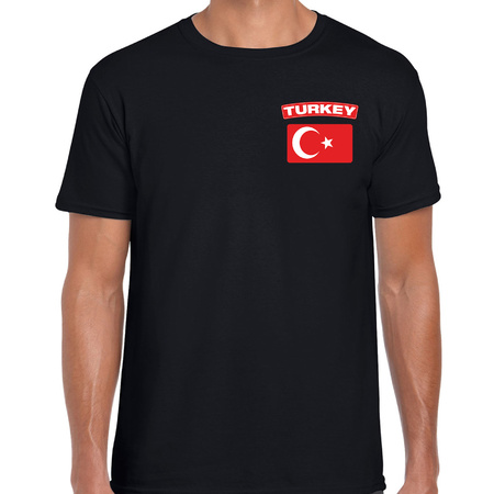 Turkey t-shirt met vlag Turkije zwart op borst voor heren