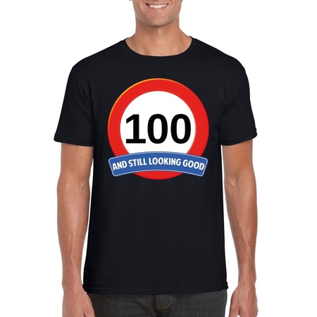 Verkeersbord 100 jaar t-shirt zwart heren