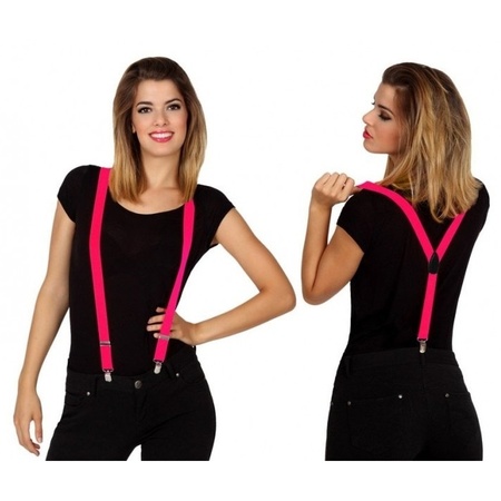 Suspenders fuchsia pink for adults