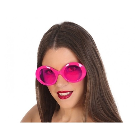 Verkleed zonnebril - fuchsia - ronde glazen - Carnaval brillen