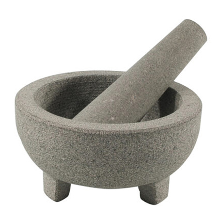 Vijzel met stamper - grijs - graniet - D14 cm