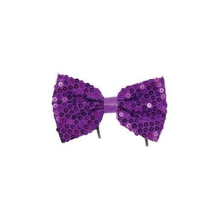 Purple bow tie with sequins dress-up accessories for adults