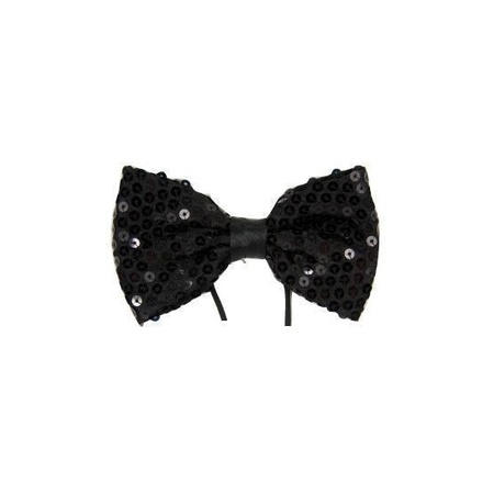 Black bow tie with sequins dress-up accessories for adults