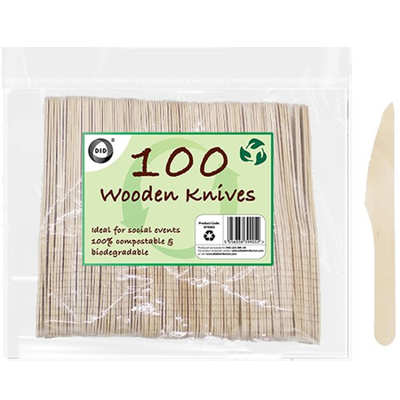 Disposable knives eco-friendly wood - 100x