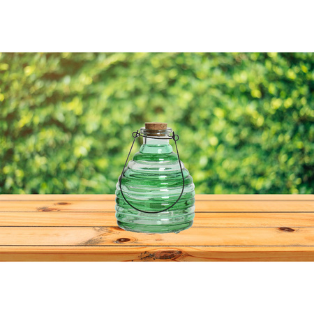 Wespenvanger/wespenval met hengsel - glas - groen - D13 x H17 cm
