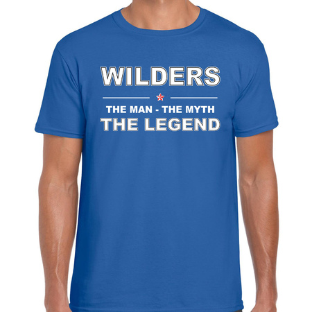 Wilders naam t-shirt the man / the myth / the legend blauw voor heren