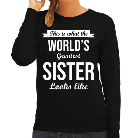 Worlds greatest sister / zus cadeau sweater zwart voor dames