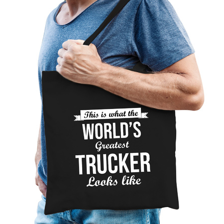 Worlds greatest trucker tas zwart volwassenen - werelds beste vrachtwagenchauffeur cadeau tas