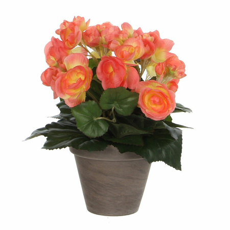 Salmon Begonia artificial plant 30 cm in pot