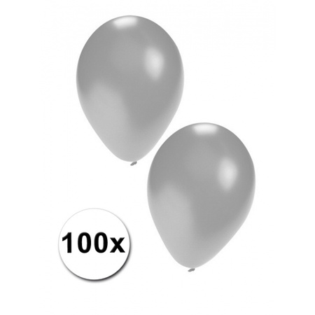 Zilveren ballonnen 100 stuks