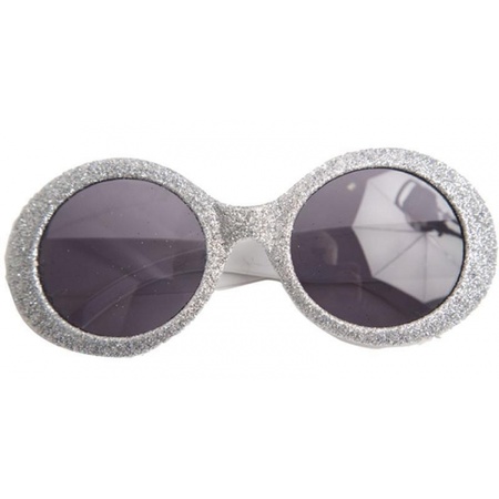 Silver disco glasses with glitters