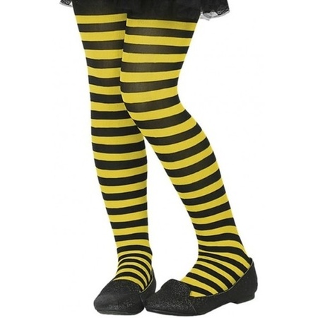 Zwart/gele verkleed panty voor kinderen