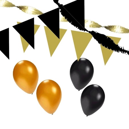 Zwart/Gouden feest pakket XL bij Fun en Feest België