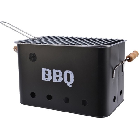 Zwarte houtskool barbecue/bbq emmer 33 x 21 cm rechthoekig
